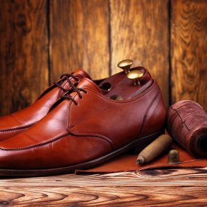 red-brown leather shoes for footwear repair